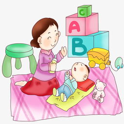 妈妈陪婴儿玩耍插画图片素材其他格式下载动漫人物大全
