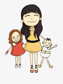 妈妈和两个孩子卡通素材图片免费下载高清效果元素png千库网图片编号5563273