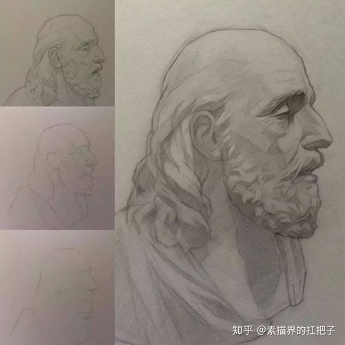大神的素描步骤图,拿去临摹