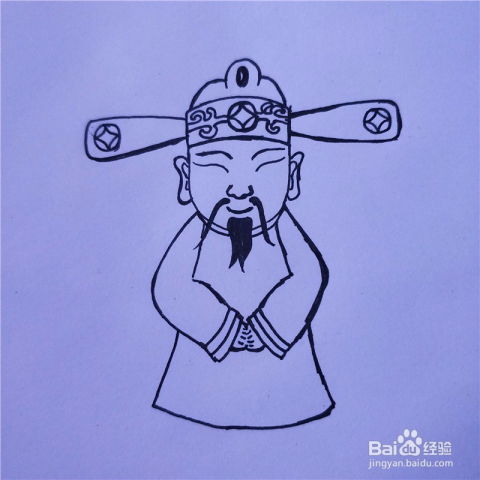 如何画财神爷的卡通简笔画