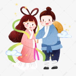 七夕情人节牛郎织女卡通素材图片免费下载千库网