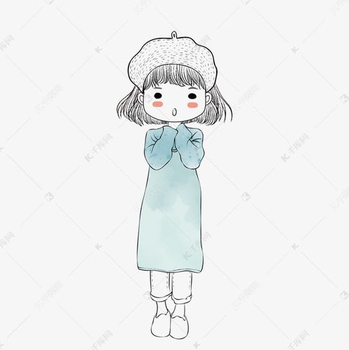 唯美线描水彩风q版手绘卡通女素材图片免费下载千库网