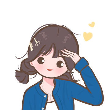 简笔画手绘可爱女生头像插画