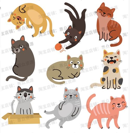 可爱儿童卡通猫咪插画抱枕贴纸图案手机壳墙贴纸樱花猫奴banner广告动画ui设计矢量素材可爱卡通