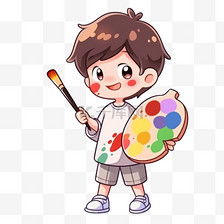 元素卡通画画的可爱小男孩手绘素材图片免费下载千库网