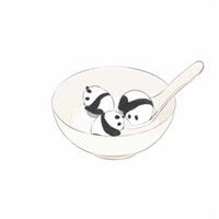 手绘小清新熊猫卡通头像夕阳日落下最后一抹微光