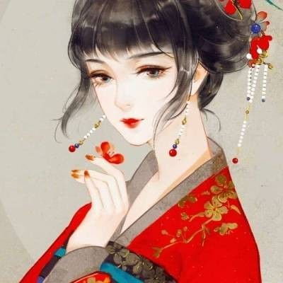 超仙气女生动漫头像拿扇子红衣古装仙气美女头像,古风头像图片