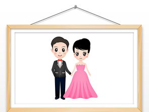 手绘卡通可爱q版情侣婚礼夫妻插画海报背景矢量图片设计ai素材下载插画元素大全编号18671236