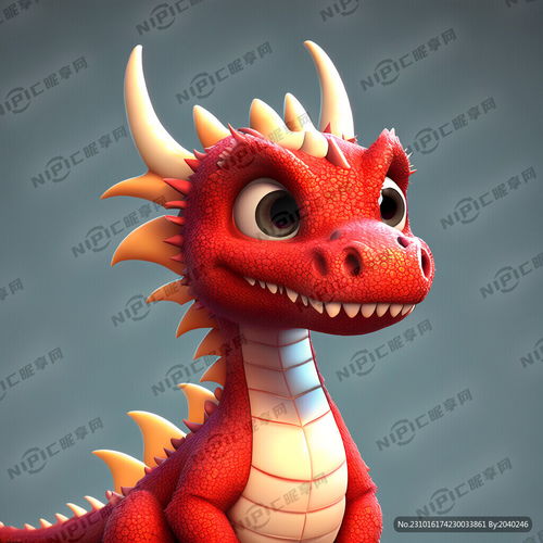ai创作图可爱卡通龙喜祥物红色喜庆nipic.com