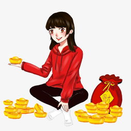 手拿元宝女孩手绘新年春节图片素材其他格式下载动漫人物大全