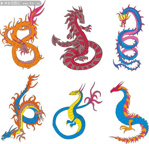 手绘中国龙卡通插画图片素材