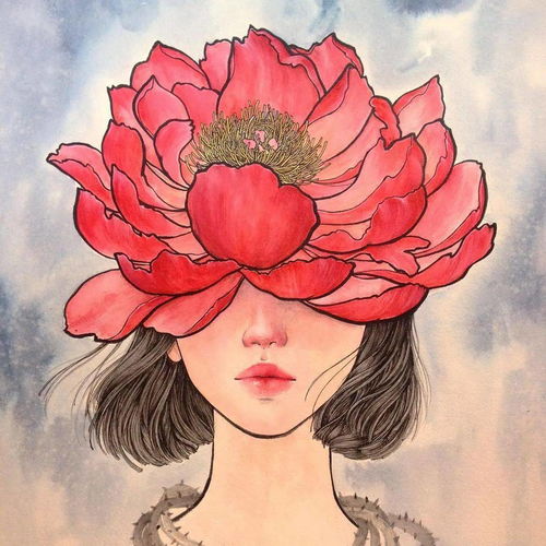 她手绘插画女孩,独特的气质,比任何头像壁纸还美