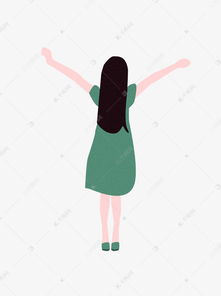 卡通手绘伸开双手女孩人物背影设计可商用元素素材图片免费下载千库网
