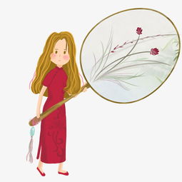 民国风手绘女子拿扇子手绘免抠图图片素材其他格式下载动漫人物大全