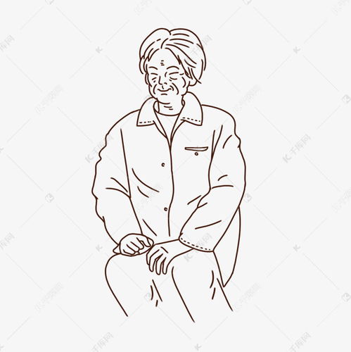 母亲节可爱卡通女性老人线稿素材图片免费下载千库网