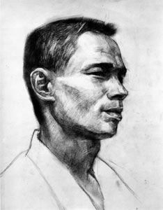 素描人像男人侧面顶光
