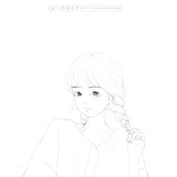 少女水彩线稿水彩教程头像壁纸卡通手绘插画彩铅板绘