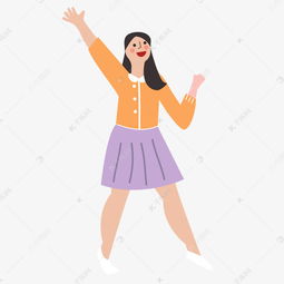 欢呼的卡通美女人物素材图片免费下载千库网