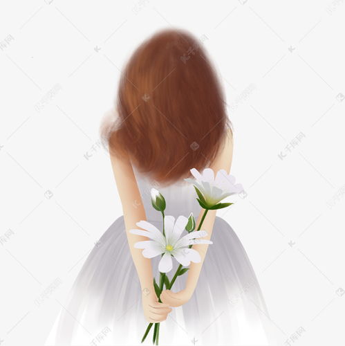 夏季拿花女孩背影素材图片免费下载千库网