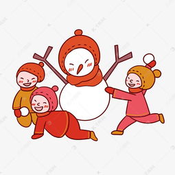 手绘卡通可爱喜庆新年小孩子过年打雪仗素材图片免费下载千库网