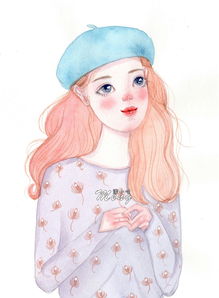 水彩插画女孩纸们小清新少女头像