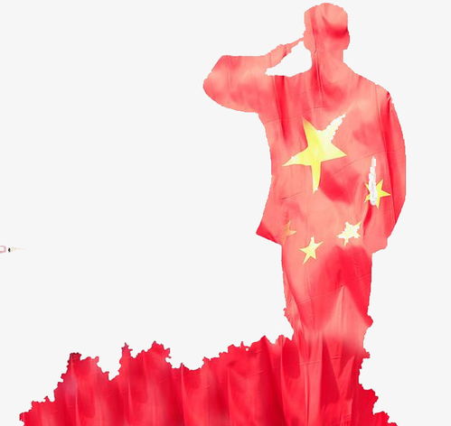 敬礼的军人红色简图