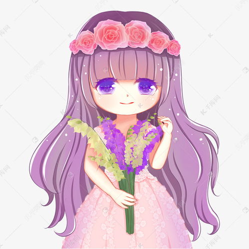 卡通手绘戴花环的小女孩素材图片免费下载千库网