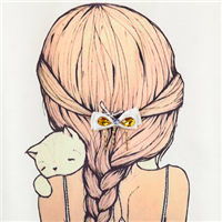 马尾辫女生背影qq卡通头像