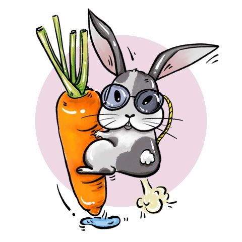 十二生肖兔子卡通手绘拟人可爱插画配图