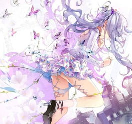 求冰发及腰,幻紫美瞳,有无数紫蝶萦绕的动漫少女图