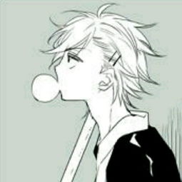 动漫男生在吃口香糖的黑白情头,求另一半,另一半只要长得像情头就可以男情头如下
