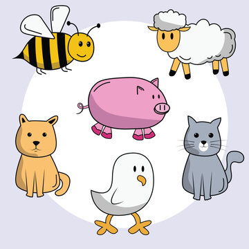 卡通动物矢量图源免费eps文件可爱的动物插画元素卡通动物矢量元素