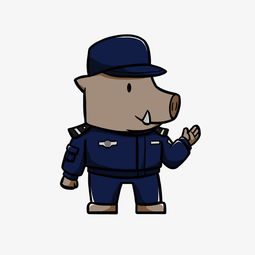 手绘卡通野猪动物警察图片素材其他格式下载动漫人物大全