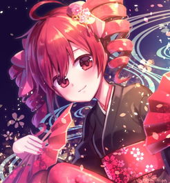 和风动漫头像身穿和服,姿形秀丽,自信十足的华丽少女