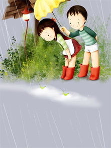 qq头像是外面在下雨男的给女的打伞的图片是卡通的