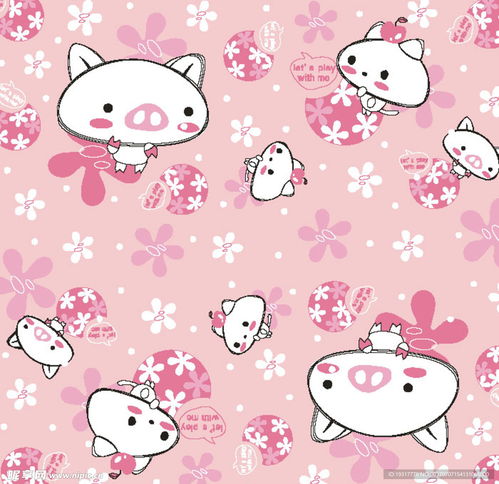 日韩卡通小猪花型底纹设计图