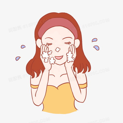 女孩洗脸美容保养手绘卡通素材图片免费下载高清png素材图精灵