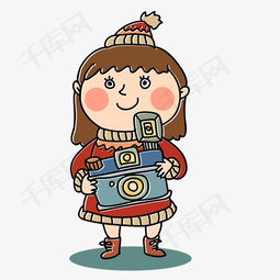 矢量手绘卡通拍照小女生素材图片免费下载高清psd千库网图片编号10010704