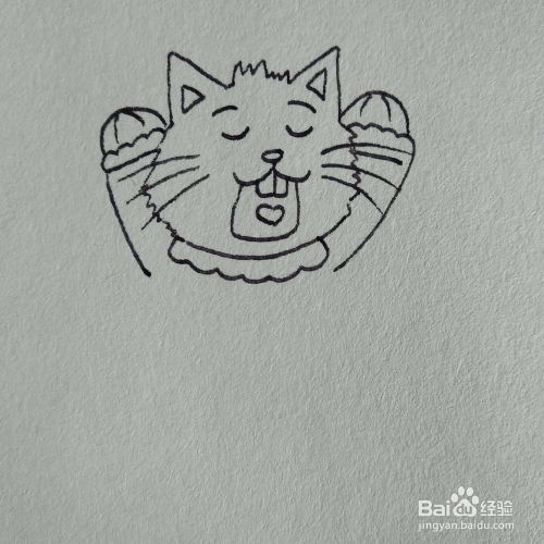 如何画一只刚起床伸懒腰的小猫咪卡通动物简笔画