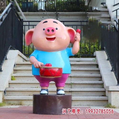 小猪佩奇大型玻璃钢雕塑衡阳猪树脂雕塑生产厂家