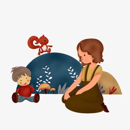 秋游小孩和妈妈外出游玩插画图片素材其他格式下载动漫人物大全