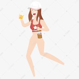 卡通时尚女孩在喝酒免抠图素材图片免费下载千库网
