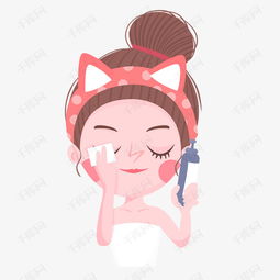 卡通手绘卸妆的女人素材图片免费下载高清psd千库网图片编号10312579