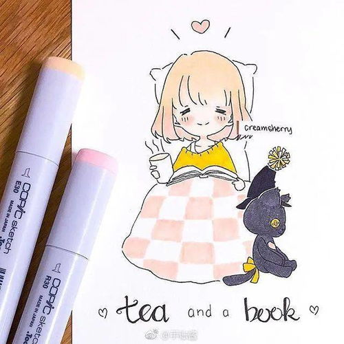 马克笔手绘一组可爱的卡通少女