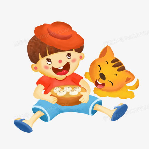 卡通吃货小男孩与小猫咪元素png图片素材免费下载卡通png20002000像素熊猫办公