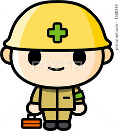 工人带安全帽卡通