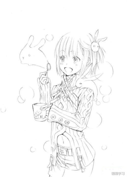 如何学素描漫画素描二次元美少女