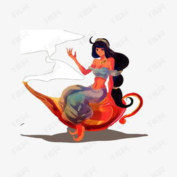 手绘阿拉丁神灯美女素材图片免费下载高清卡通手绘png千库网图片编号7879469