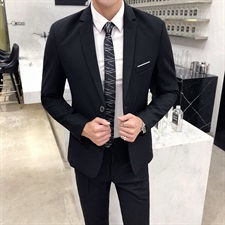 厂家直销20年新款两粒扣西服套装黑色8男士两件套518