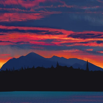唯美动漫头像风景,唯美红色夕阳动漫风景图片